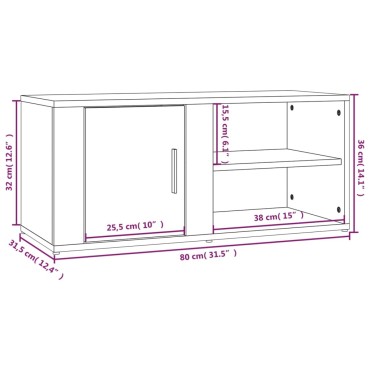 vidaXL Έπιπλο Τηλεόρασης Γκρι Sonoma 80x31,5x36cm από Επεξεργ. Ξύλο