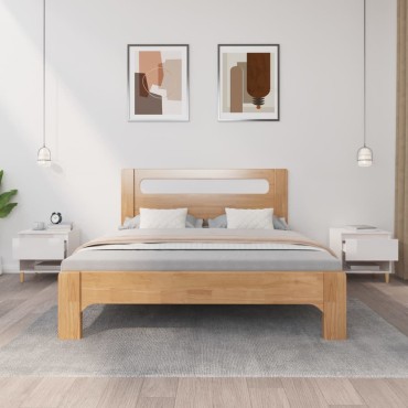 vidaXL Κομοδίνα 2 τεμ. Γυαλ.Λευκό 50x46x50cm από Επεξεργασμένο Ξύλο