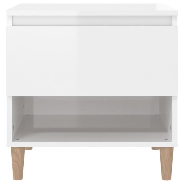 vidaXL Κομοδίνα 2 τεμ. Γυαλ.Λευκό 50x46x50cm από Επεξεργασμένο Ξύλο