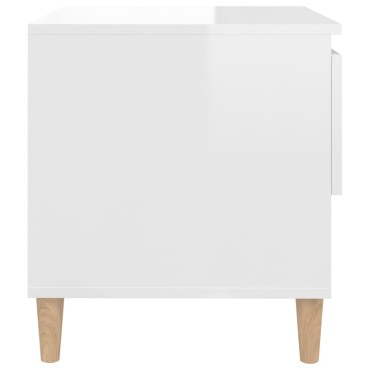 vidaXL Κομοδίνα 2 τεμ. Γυαλ.Λευκό 50x46x50cm από Επεξεργασμένο Ξύλο
