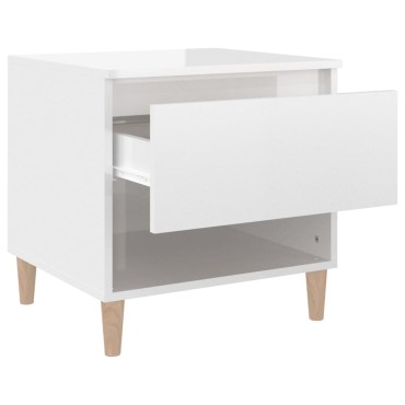 vidaXL Κομοδίνα 2 τεμ. Γυαλ.Λευκό 50x46x50cm από Επεξεργασμένο Ξύλο