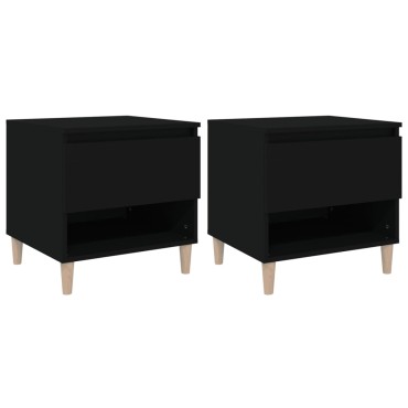 vidaXL Κομοδίνα 2 τεμ. Μαύρα 50x46x50cm από Επεξεργασμένο Ξύλο