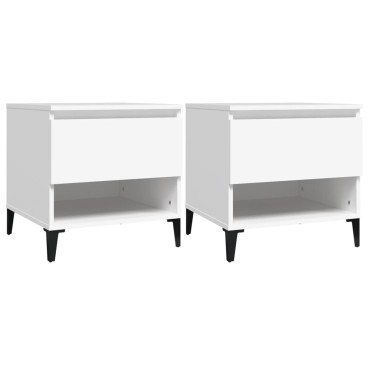 vidaXL Βοηθητικά Τραπέζια 2 τεμ. Λευκά 50x46x50cm Επεξεργασμένο Ξύλο