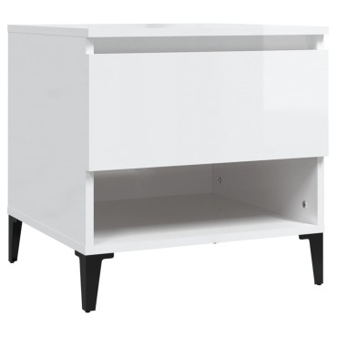 vidaXL Βοηθητικό Τραπέζι Γυαλιστ. Λευκό 50x46x50cm Επεξεργασμένο Ξύλο 1 τεμ.