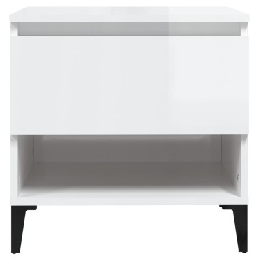 vidaXL Βοηθητικό Τραπέζι Γυαλιστ. Λευκό 50x46x50cm Επεξεργασμένο Ξύλο 1 τεμ.