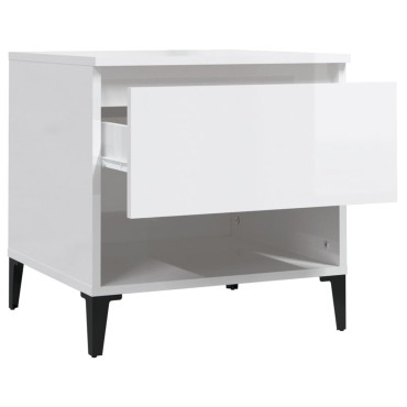 vidaXL Βοηθητικό Τραπέζι Γυαλιστ. Λευκό 50x46x50cm Επεξεργασμένο Ξύλο 1 τεμ.