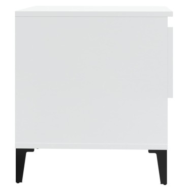 vidaXL Βοηθητικό Τραπέζι Γυαλιστ. Λευκό 50x46x50cm Επεξεργασμένο Ξύλο 1 τεμ.