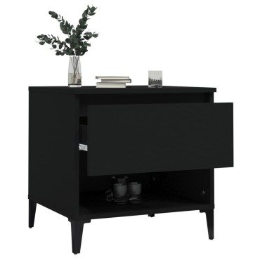 vidaXL Βοηθητικά Τραπέζια 2 τεμ. Μαύρα 50x46x50cm Επεξεργασμένο Ξύλο