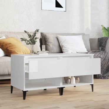 vidaXL Βοηθητικά Τραπέζια 2 τεμ. Γυαλ.Λευκό 50x46x50cm Επεξ. Ξύλο
