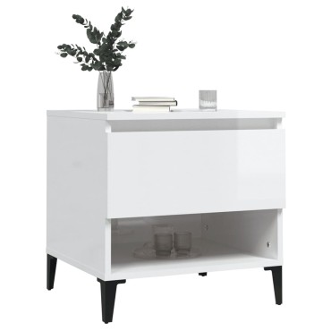 vidaXL Βοηθητικά Τραπέζια 2 τεμ. Γυαλ.Λευκό 50x46x50cm Επεξ. Ξύλο