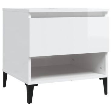 vidaXL Βοηθητικά Τραπέζια 2 τεμ. Γυαλ.Λευκό 50x46x50cm Επεξ. Ξύλο
