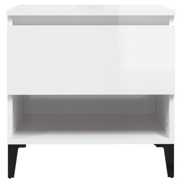 vidaXL Βοηθητικά Τραπέζια 2 τεμ. Γυαλ.Λευκό 50x46x50cm Επεξ. Ξύλο