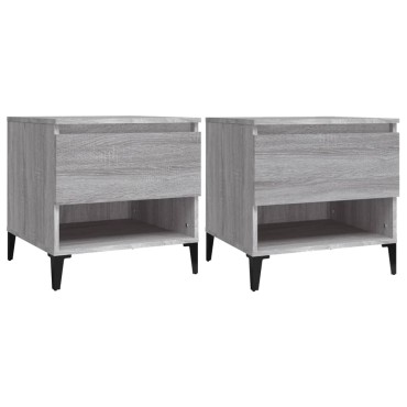 vidaXL Βοηθητικά Τραπέζια 2 τεμ. Γκρι Sonoma 50x46x50cm Επεξ. Ξύλο