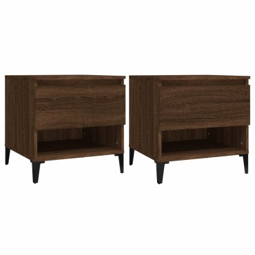 vidaXL Βοηθητικά Τραπέζια 2 τεμ. Καφέ Δρυς 50x46x50cmΕπεξ. Ξύλο