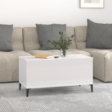vidaXL Τραπεζάκι Σαλονιού Γυαλ. Λευκό 90x44,5x45cm Επεξεργ. Ξύλο 1 τεμ.
