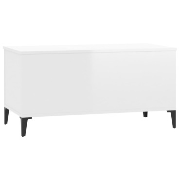 vidaXL Τραπεζάκι Σαλονιού Γυαλ. Λευκό 90x44,5x45cm Επεξεργ. Ξύλο 1 τεμ.