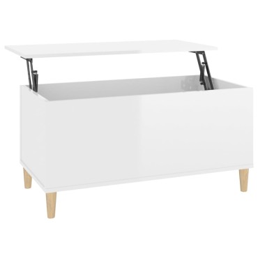 vidaXL Τραπεζάκι Σαλονιού Γυαλ. Λευκό 90x44,5x45cm Επεξεργ. Ξύλο 1 τεμ.