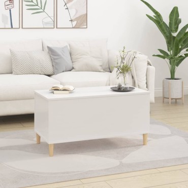 vidaXL Τραπεζάκι Σαλονιού Γυαλ. Λευκό 90x44,5x45cm Επεξεργ. Ξύλο 1 τεμ.