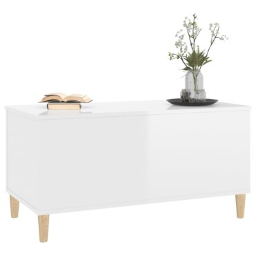 vidaXL Τραπεζάκι Σαλονιού Γυαλ. Λευκό 90x44,5x45cm Επεξεργ. Ξύλο 1 τεμ.