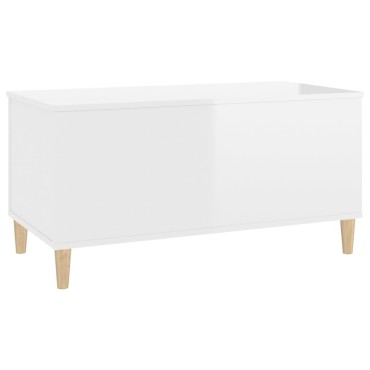 vidaXL Τραπεζάκι Σαλονιού Γυαλ. Λευκό 90x44,5x45cm Επεξεργ. Ξύλο 1 τεμ.