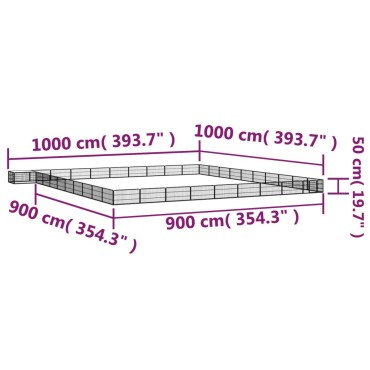vidaXL Παρκοκρέβατο Σκύλου 40 Πάνελ Μαύρο 100x50εκ Ατσάλι Βαφή Πούδρας