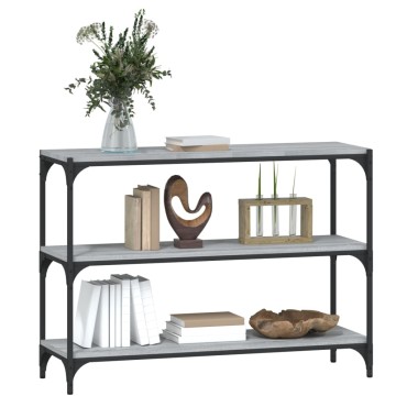 vidaXL Βιβλιοθήκη Γκρι Sonoma 100x33x70,5cm Επεξ. Ξύλο & Ατσάλι 1 τεμ.