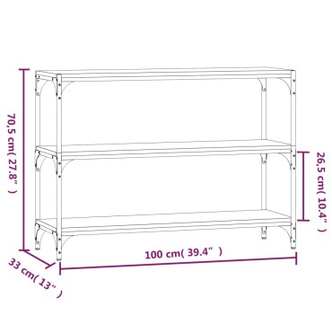 vidaXL Βιβλιοθήκη Γκρι Sonoma 100x33x70,5cm Επεξ. Ξύλο & Ατσάλι 1 τεμ.