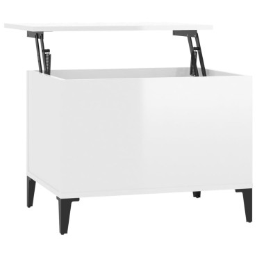 vidaXL Τραπεζάκι Σαλονιού Γυαλ. Λευκό 60x44,5x45cm Επεξεργασμένο Ξύλο 1 τεμ.