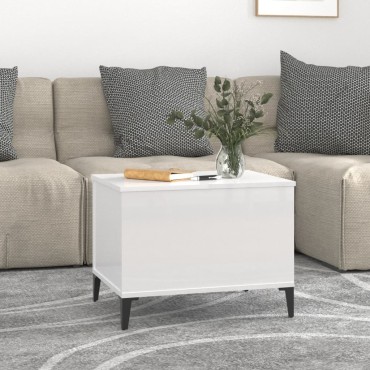 vidaXL Τραπεζάκι Σαλονιού Γυαλ. Λευκό 60x44,5x45cm Επεξεργασμένο Ξύλο 1 τεμ.