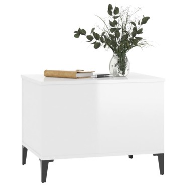 vidaXL Τραπεζάκι Σαλονιού Γυαλ. Λευκό 60x44,5x45cm Επεξεργασμένο Ξύλο 1 τεμ.