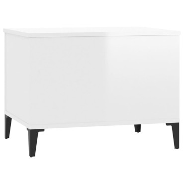 vidaXL Τραπεζάκι Σαλονιού Γυαλ. Λευκό 60x44,5x45cm Επεξεργασμένο Ξύλο 1 τεμ.