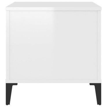 vidaXL Τραπεζάκι Σαλονιού Γυαλ. Λευκό 60x44,5x45cm Επεξεργασμένο Ξύλο 1 τεμ.