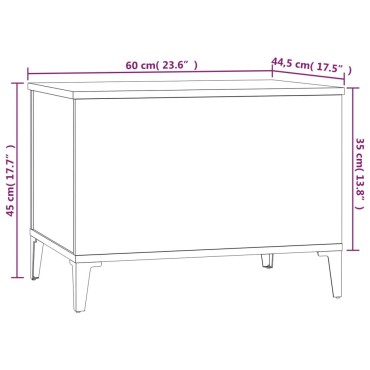 vidaXL Τραπεζάκι Σαλονιού Γυαλ. Λευκό 60x44,5x45cm Επεξεργασμένο Ξύλο 1 τεμ.
