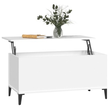 vidaXL Τραπεζάκι Σαλονιού Λευκό 90x44,5x45cm από Επεξεργασμένο Ξύλο 1 τεμ.