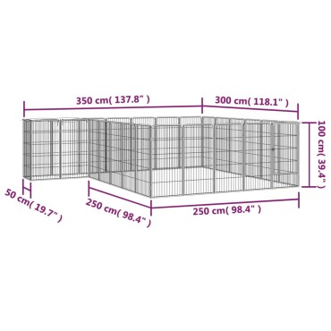 vidaXL Κλουβί Σκύλου 26 Πάνελ Μαύρο 50x100 εκ. Ατσάλι με Βαφή Πούδρας