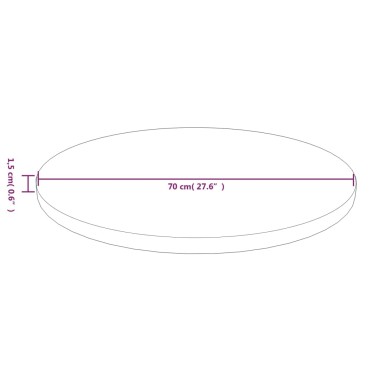vidaXL Επιφάνεια Τραπεζιού Στρογγυλή Αν. Καφέ 70x1,5cm Ξύλο Δρυς 1 τεμ.