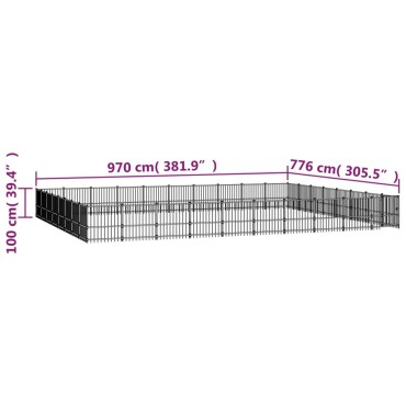 vidaXL Κλουβί Σκύλου Εξωτερικού Χώρου 75,27 μ² από Ατσάλι