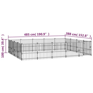 vidaXL Κλουβί Σκύλου Εξωτερικού Χώρου 18,82 μ² από Ατσάλι