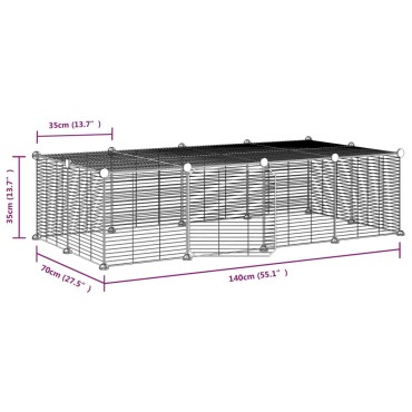 vidaXL Κλουβί Κατοικίδιων με 20 Πάνελ + Πόρτα Μαύρο 35 x 35εκ Ατσάλινο