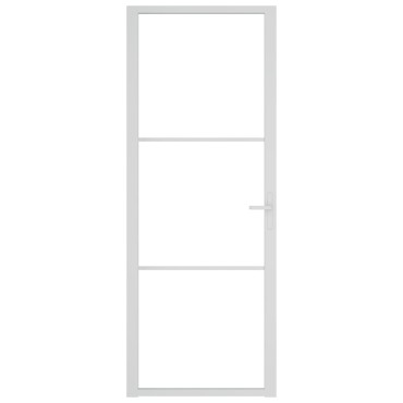 vidaXL Εσωτερική Πόρτα 76 x 201,5 εκ. Λευκό ESG Γυαλί και Αλουμίνιο