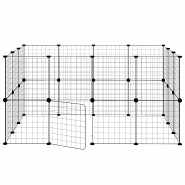 vidaXL Κλουβί Κατοικίδιων με 28 Πάνελ + Πόρτα Μαύρο 35 x 35εκ Ατσάλινο