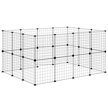 vidaXL Κλουβί Κατοικίδιων με 28 Πάνελ + Πόρτα Μαύρο 35 x 35εκ Ατσάλινο