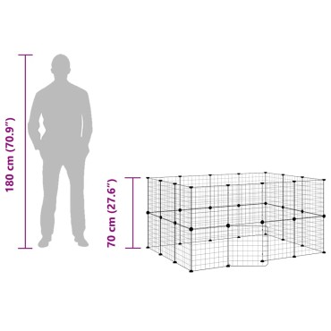 vidaXL Κλουβί Κατοικίδιων με 28 Πάνελ + Πόρτα Μαύρο 35 x 35εκ Ατσάλινο
