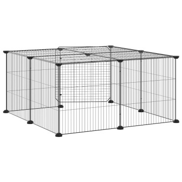 vidaXL Κλουβί Κατοικίδιων με 12 Πάνελ + Πόρτα Μαύρο 35 x 35εκ Ατσάλινο