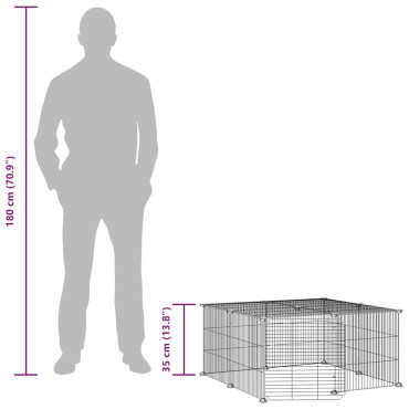 vidaXL Κλουβί Κατοικίδιων με 12 Πάνελ + Πόρτα Μαύρο 35 x 35εκ Ατσάλινο