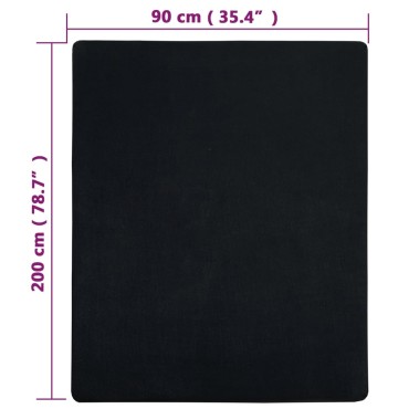 vidaXL Σεντόνια με Λάστιχο 2 τεμ. Μαύρα 90 x 200 εκ. Βαμβακερό Ζέρσεϊ