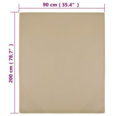 vidaXL Σεντόνι με Λάστιχο Taupe 90 x 200 εκ. Βαμβακερό Ζέρσεϊ