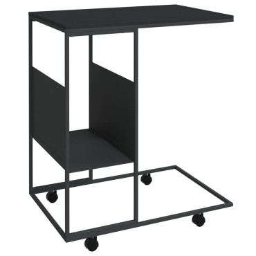 vidaXL Βοηθητικό Τραπέζι με Ρόδες Μαύρο 55x36x63,5cm Επεξ. Ξύλο