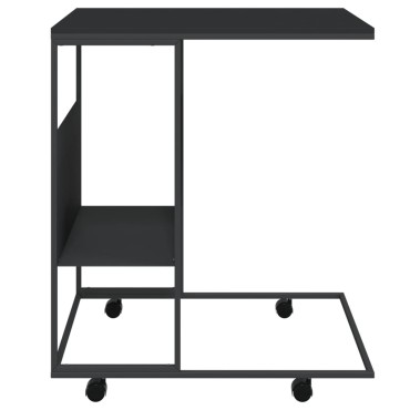 vidaXL Βοηθητικό Τραπέζι με Ρόδες Μαύρο 55x36x63,5cm Επεξ. Ξύλο
