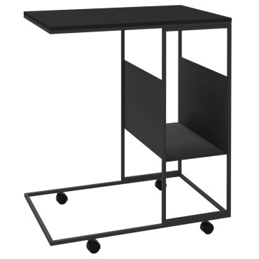 vidaXL Βοηθητικό Τραπέζι με Ρόδες Μαύρο 55x36x63,5cm Επεξ. Ξύλο